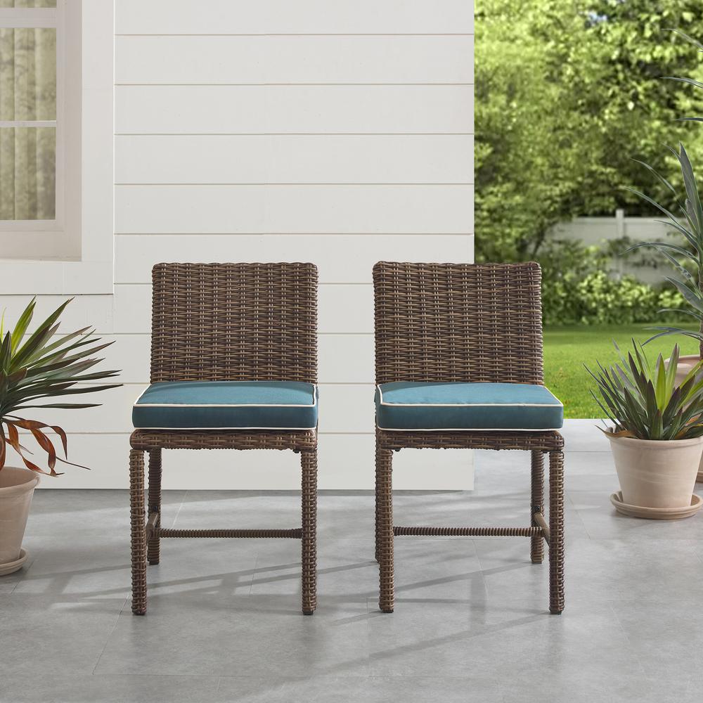Bradenton 2Pc Outdoor Wicker Dining Chair Set Navy/Weathered Brown - 2 Dining Chairs. Picture 3
