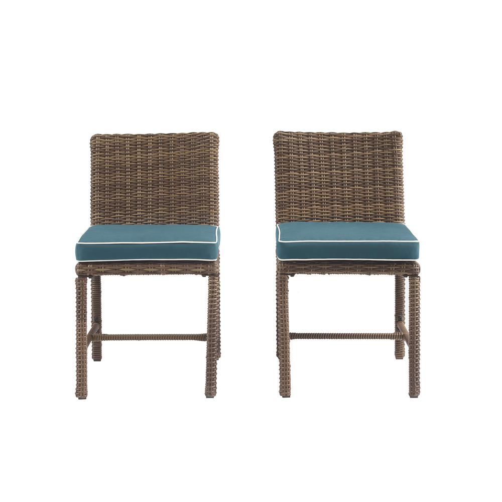 Bradenton 2Pc Outdoor Wicker Dining Chair Set Navy/Weathered Brown - 2 Dining Chairs. Picture 4