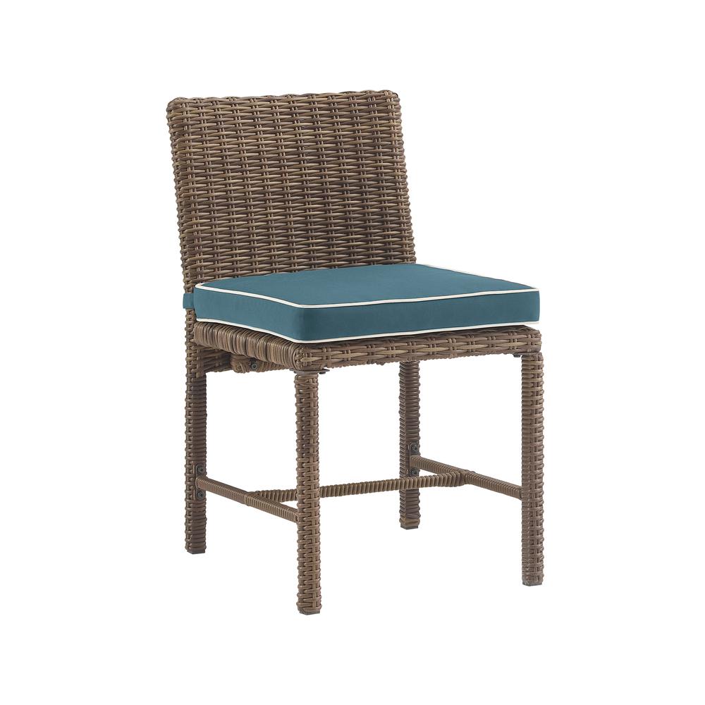 Bradenton 2Pc Outdoor Wicker Dining Chair Set Navy/Weathered Brown - 2 Dining Chairs. Picture 6