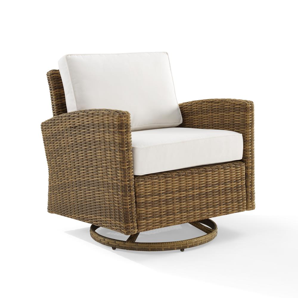 Bradenton Swivel Rocker Chair - Sunbrella White/Weathered Brown. Picture 1