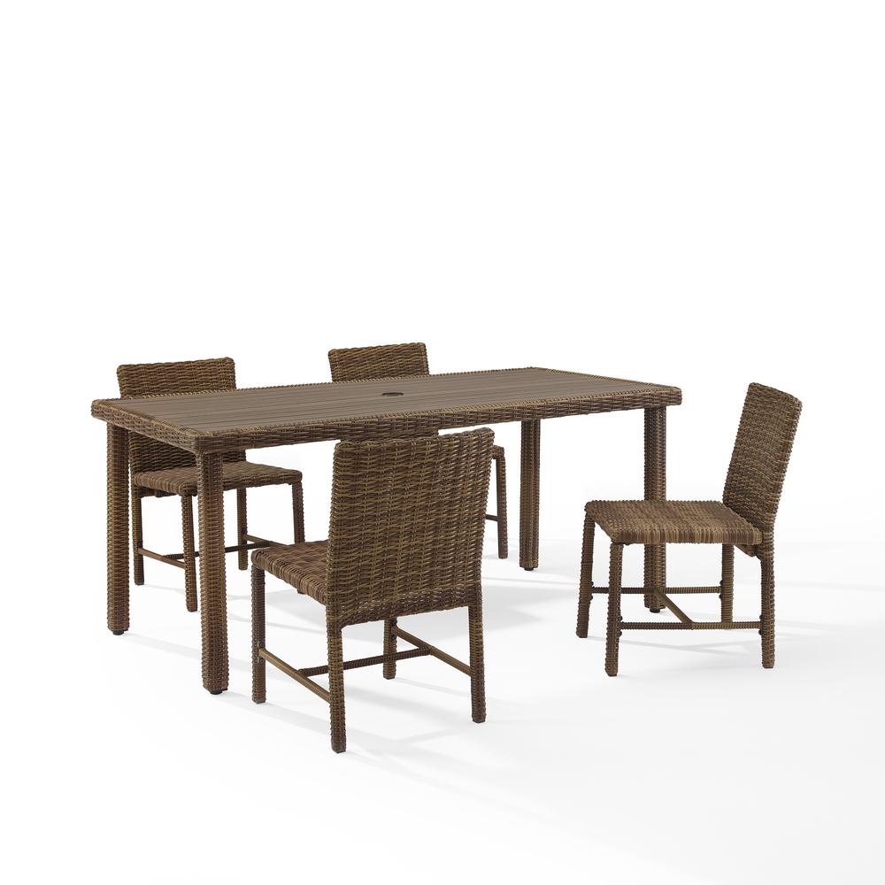 Bradenton 5Pc Outdoor Wicker Dining Set Navy/Weathered Brown - Dining Table & 4 Dining Chairs. Picture 11