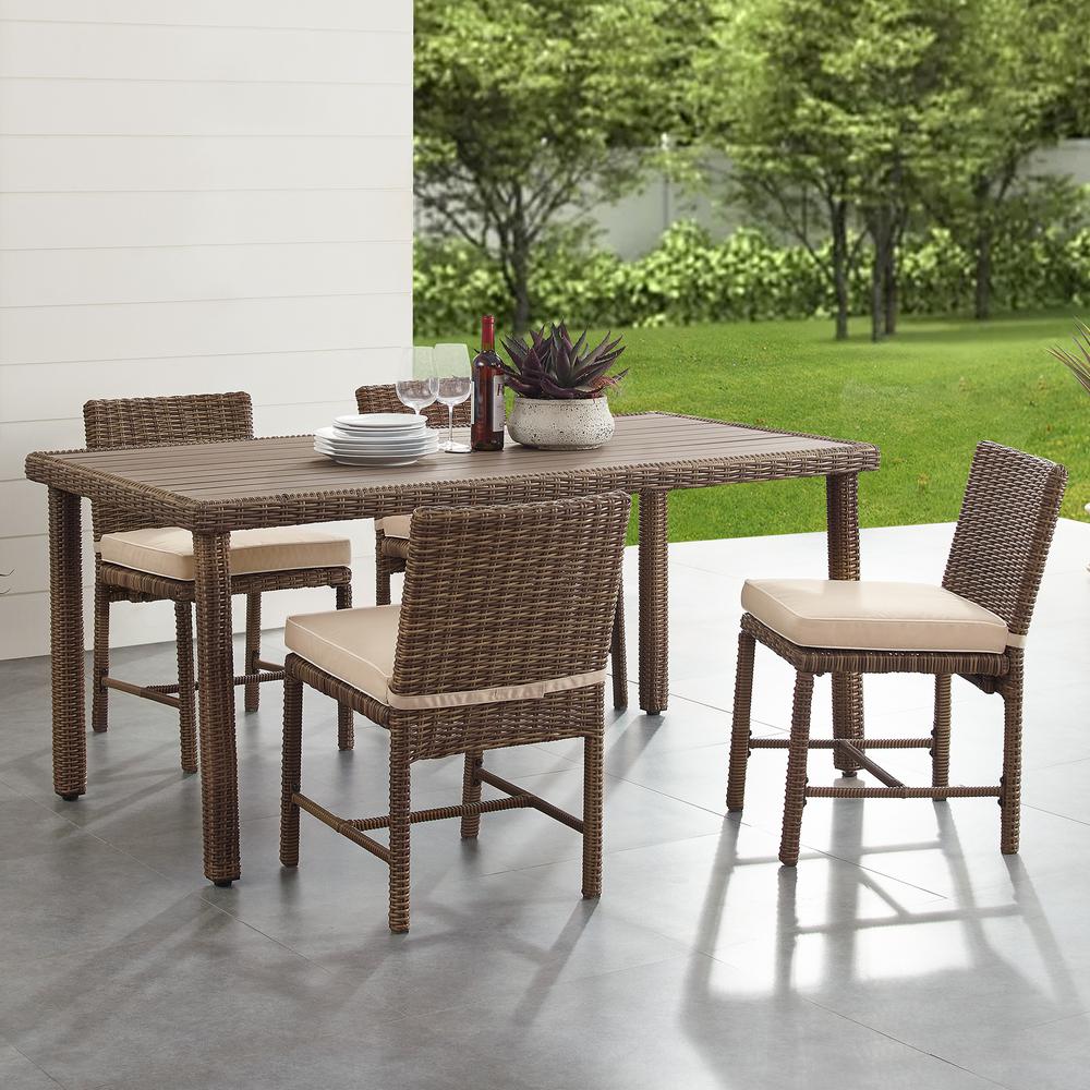 Bradenton 5Pc Outdoor Wicker Dining Set Sand/Weathered Brown - Dining Table & 4 Dining Chairs. Picture 2