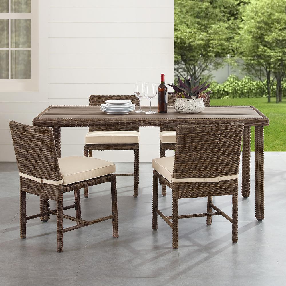 Bradenton 5Pc Outdoor Wicker Dining Set Sand/Weathered Brown - Dining Table & 4 Dining Chairs. Picture 3