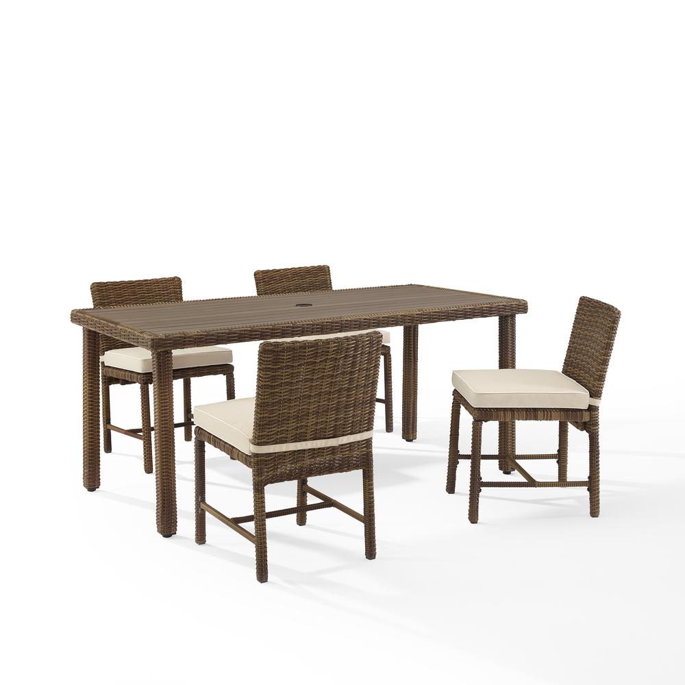 Bradenton 5Pc Outdoor Wicker Dining Set Sand/Weathered Brown - Dining Table & 4 Dining Chairs. Picture 6