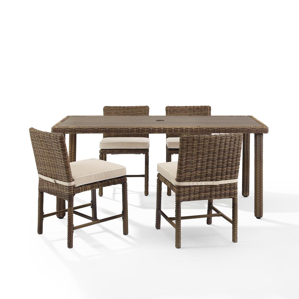 Bradenton 5Pc Outdoor Wicker Dining Set Sand/Weathered Brown - Dining Table & 4 Dining Chairs. Picture 10