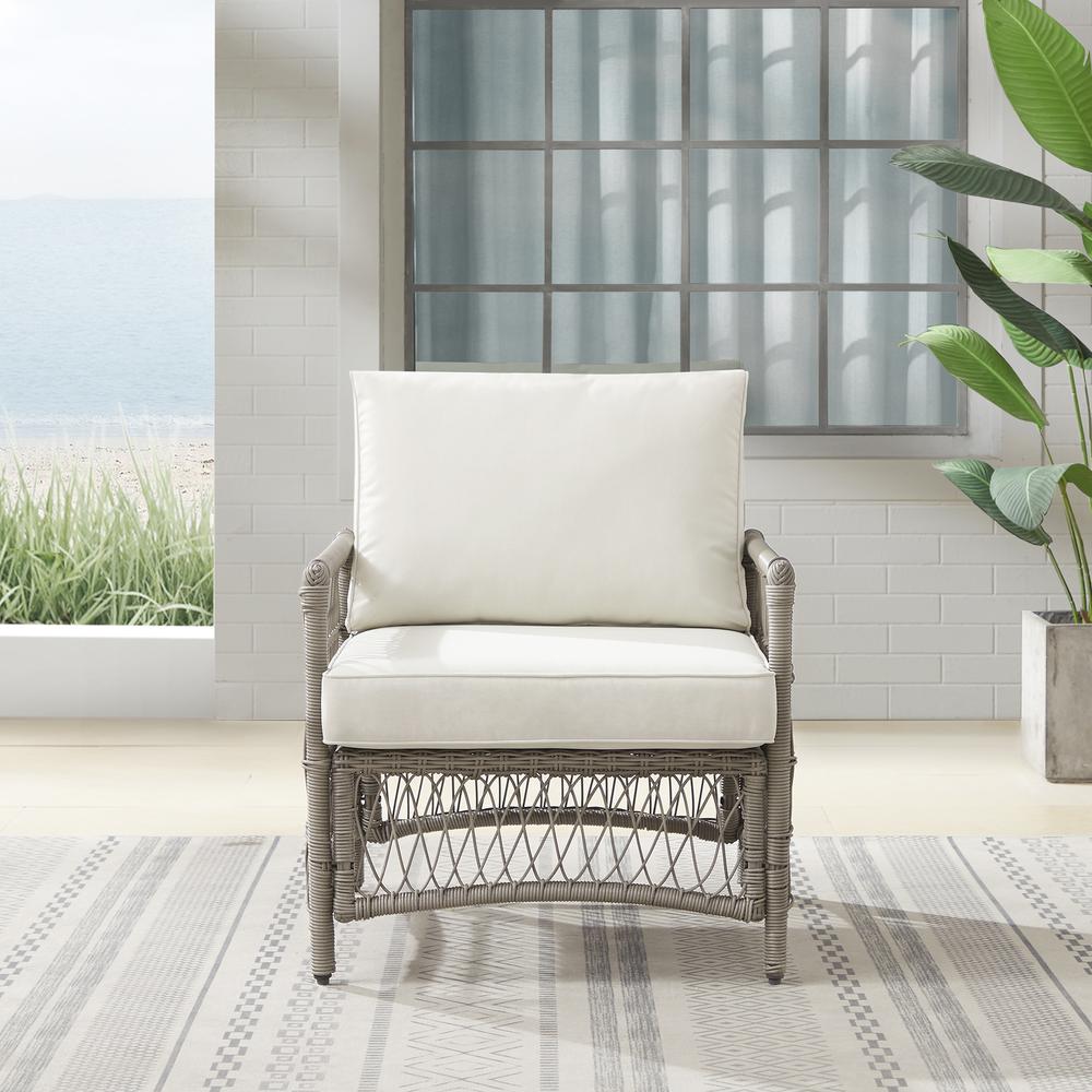 Thatcher Outdoor Wicker Armchair Creme/Driftwood. Picture 2