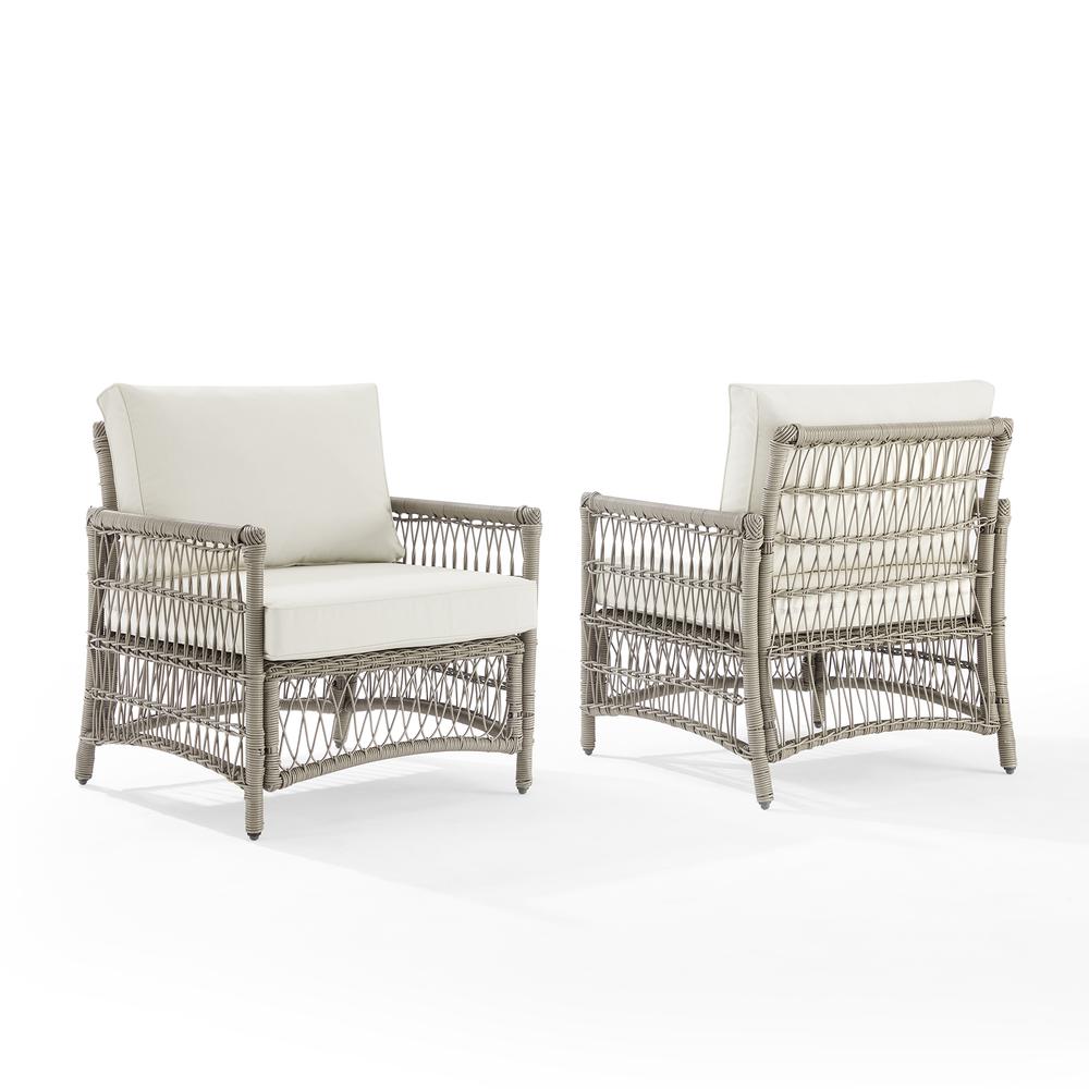 Thatcher 2Pc Outdoor Wicker Armchair Set Creme/Driftwood - 2 Armchairs. Picture 7