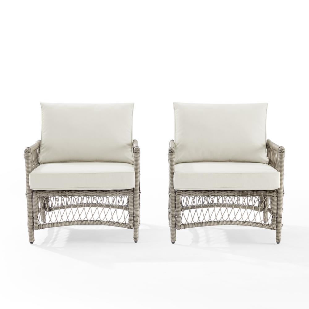 Thatcher 2Pc Outdoor Wicker Armchair Set Creme/Driftwood - 2 Armchairs. Picture 8