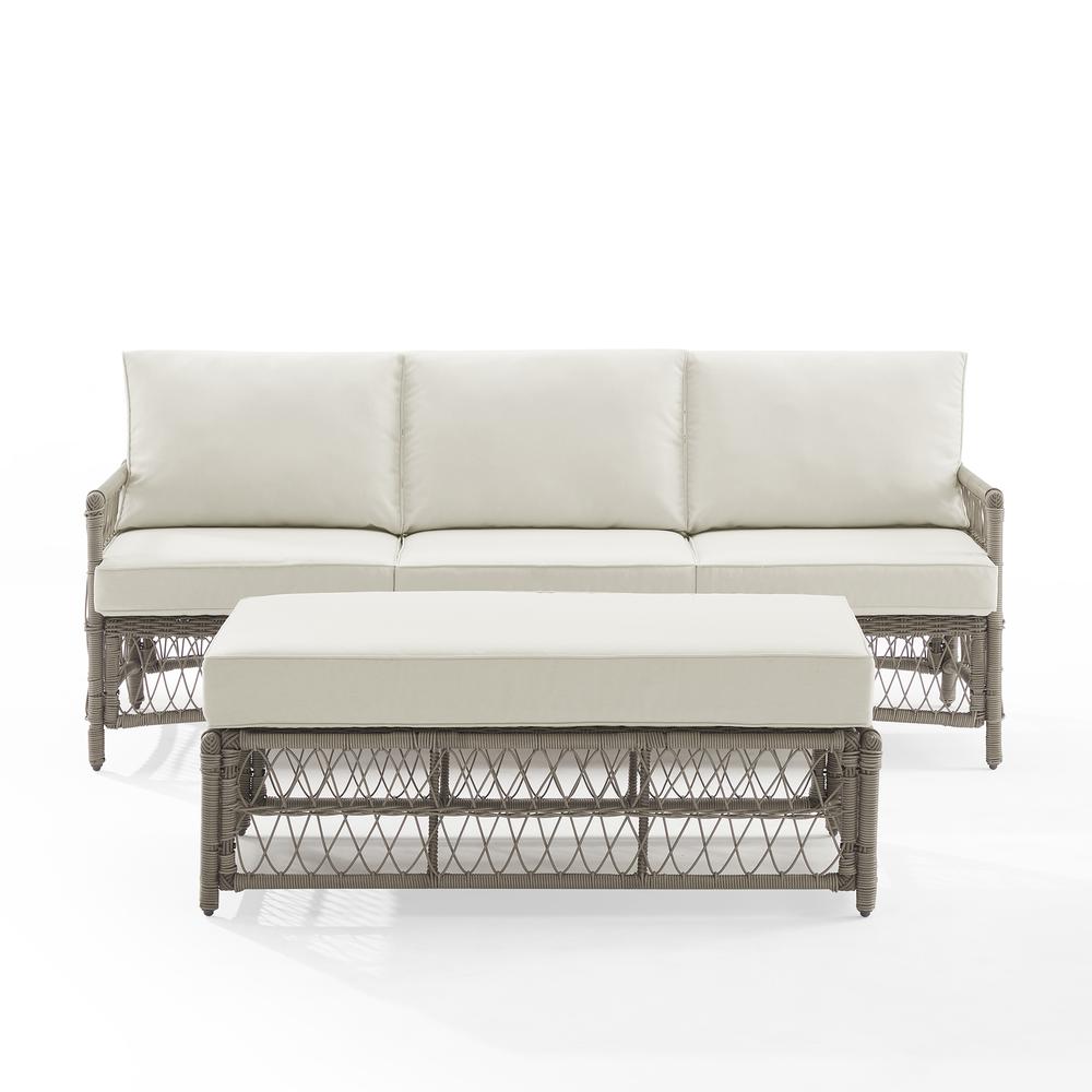 Thatcher 2Pc Outdoor Wicker Sofa Set Creme/Driftwood - Sofa & Coffee Table Ottoman. Picture 11