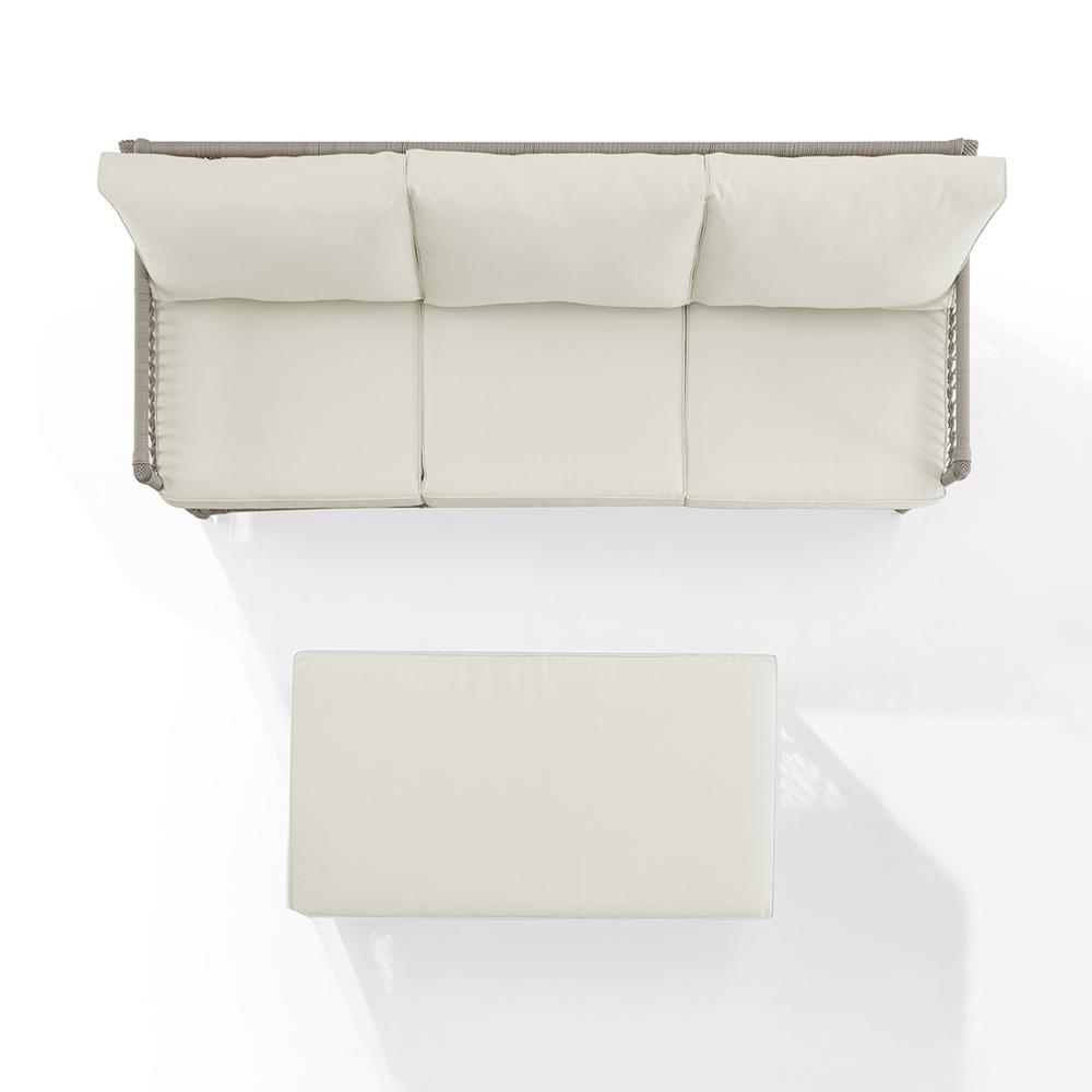 Thatcher 2Pc Outdoor Wicker Sofa Set Creme/Driftwood - Sofa & Coffee Table Ottoman. Picture 15