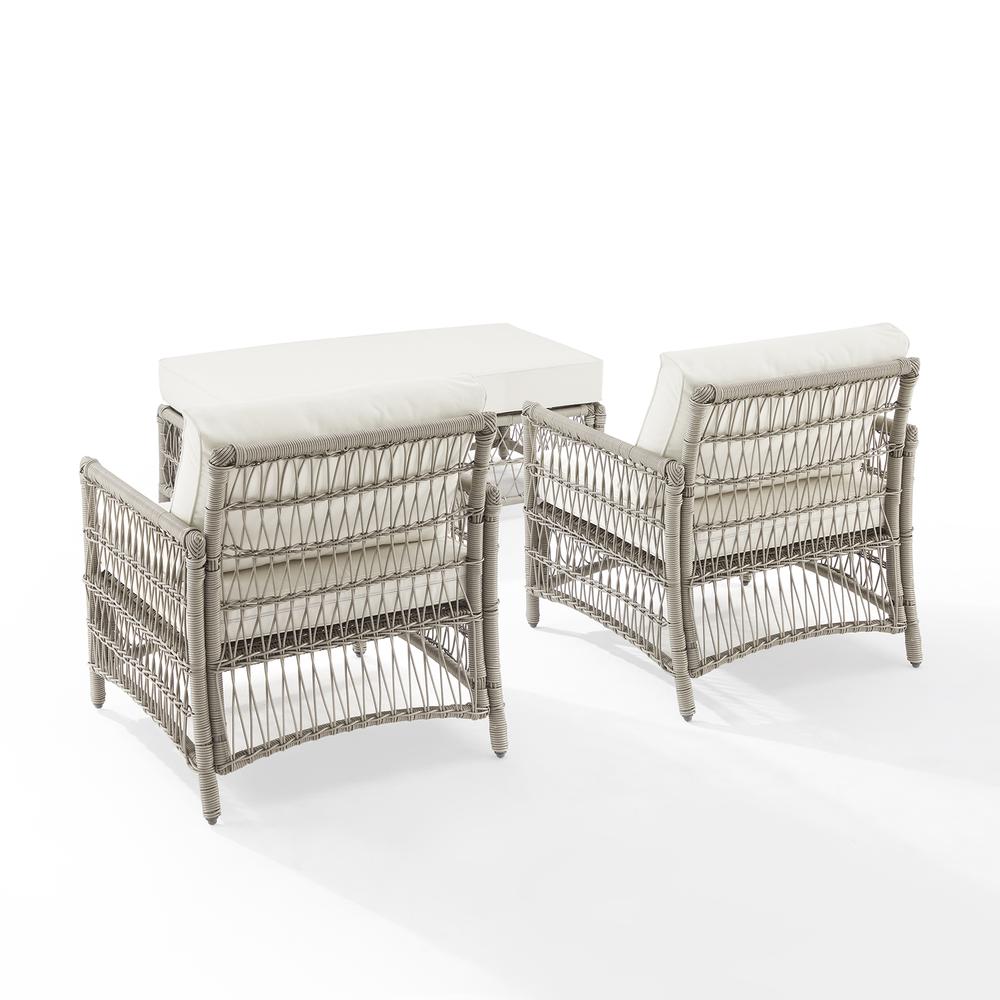 Thatcher 3Pc Outdoor Wicker Armchair And Ottoman Set Creme/Driftwood - Coffee Table Ottoman & 2 Armchairs. Picture 14