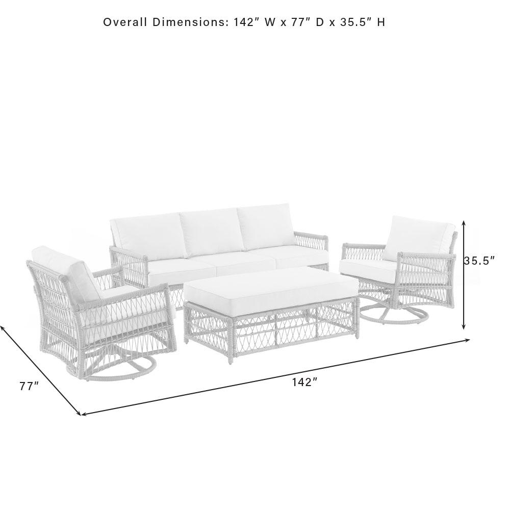 Thatcher 4Pc Outdoor Wicker Swivel Rocker And Sofa Set Creme/Driftwood - Coffee Table Ottoman, Sofa, & 2 Swivel Rockers. Picture 16