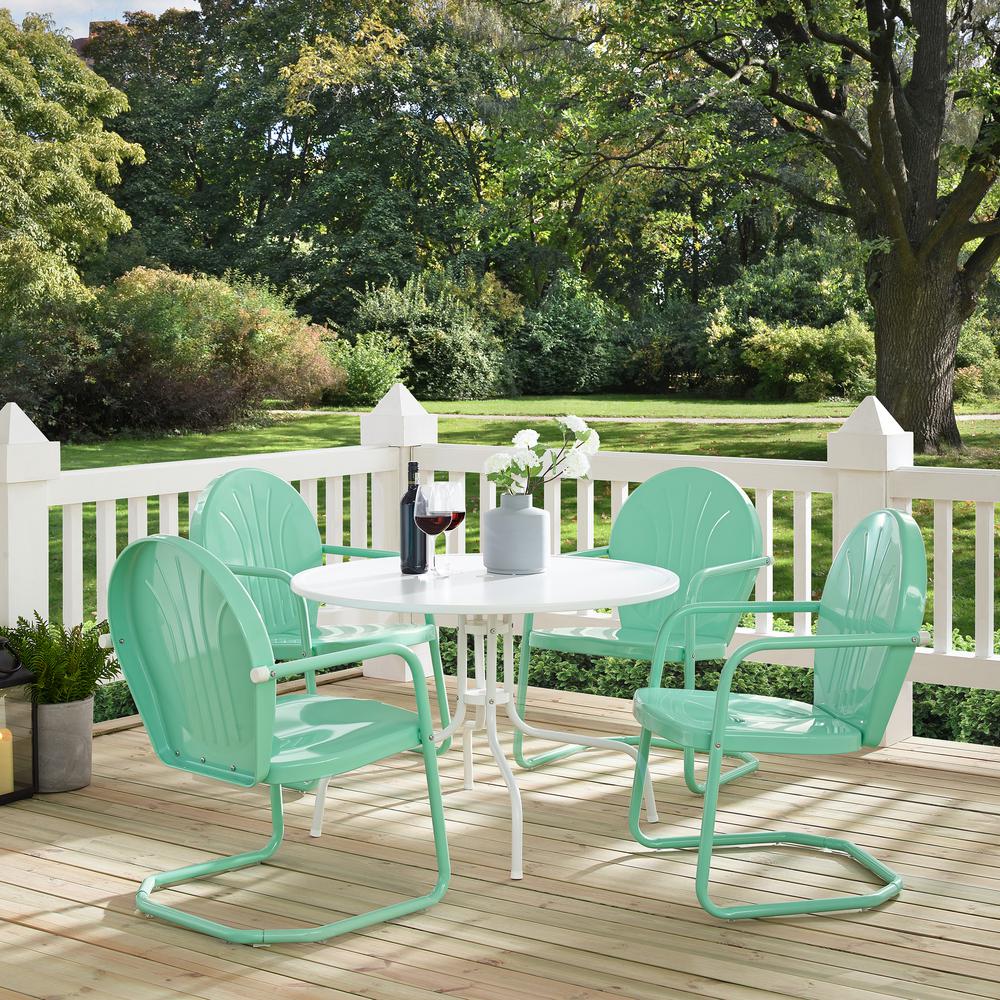 Griffith 5Pc Outdoor Dining Set Aqua/White - Table, 4 Chairs. Picture 4