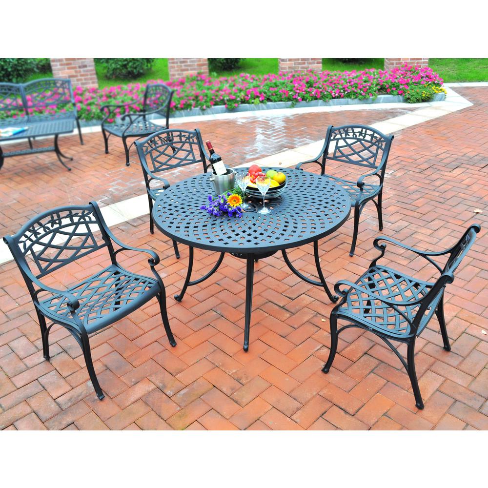 Sedona 42" 5Pc Outdoor Dining Set Black - 42" Table & 4 Armchairs. Picture 1