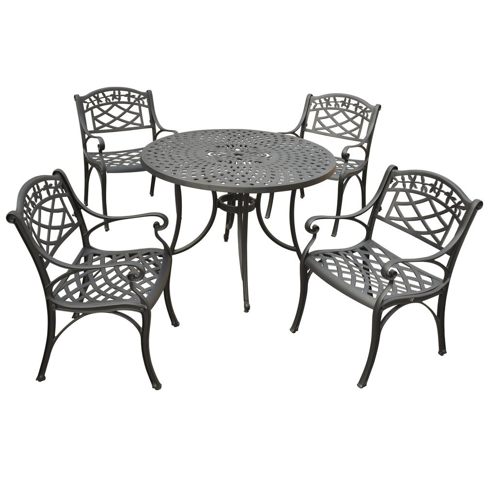 Sedona 42" 5Pc Outdoor Dining Set Black - 42" Table, 4 Arm Chairs. Picture 3