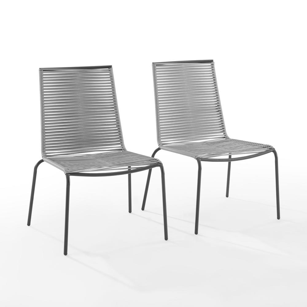 Fenton 2Pc Outdoor Wicker Stackable Chair Set Gray/Matte Black - 2 Chairs. Picture 4