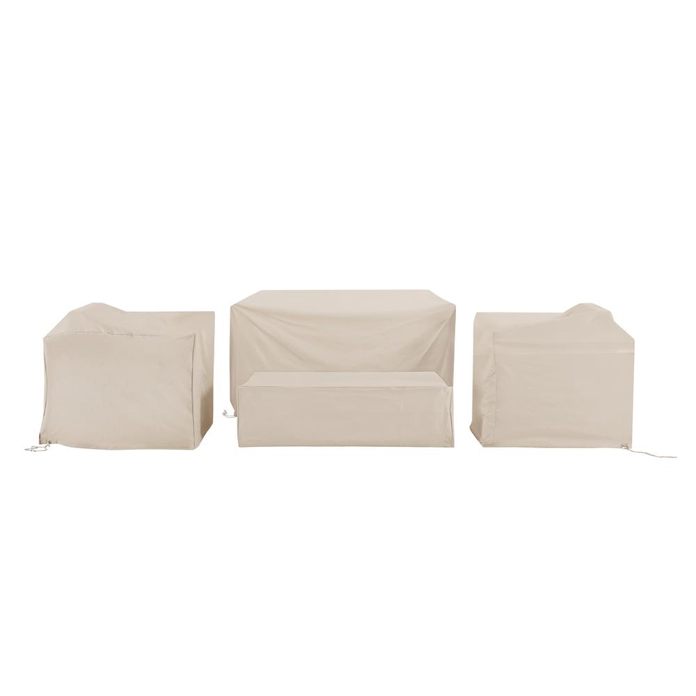 4Pc Furniture Cover Set Tan - Loveseat, 2 Chairs, Coffee. Picture 1