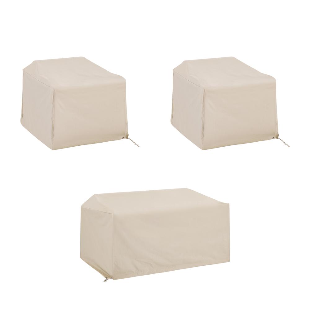 3Pc Furniture Cover Set Tan - Loveseat, 2 Chairs. Picture 1