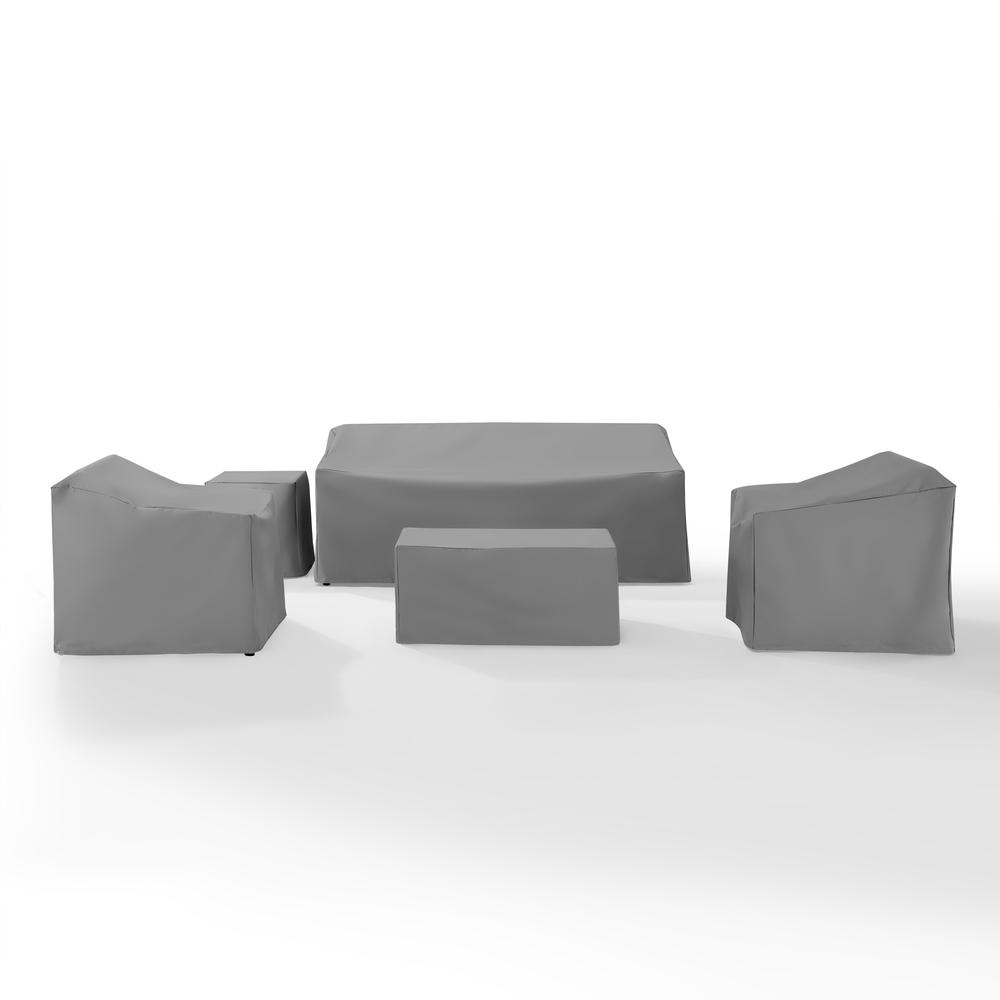 5Pc Furniture Cover Set Gray - Sofa, Two Armchairs, End Table, & Rectangle Table. Picture 4