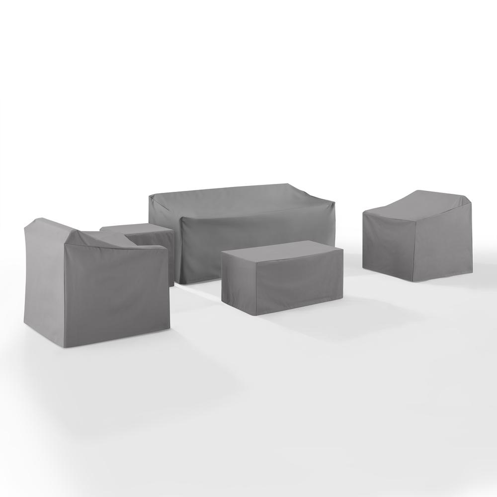 5Pc Furniture Cover Set Gray - Sofa, Two Armchairs, End Table, & Rectangle Table. Picture 5
