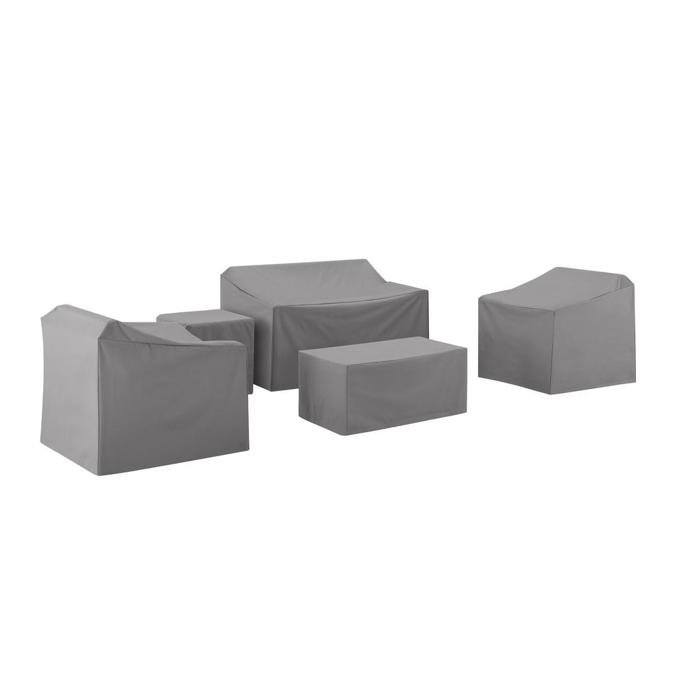 5Pc Furniture Cover Set Gray - Loveseat, Two Armchairs, End Table, & Rectangle Table. Picture 1