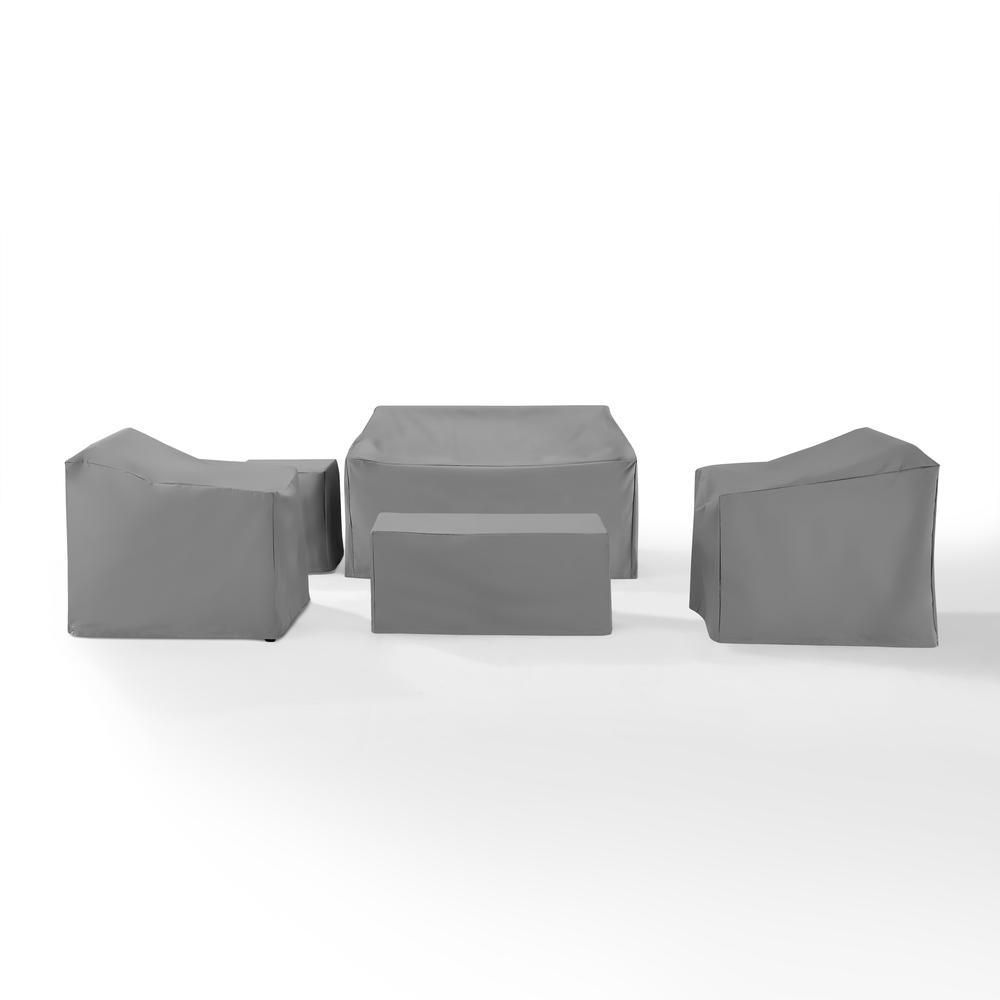 5Pc Furniture Cover Set Gray - Loveseat, Two Armchairs, End Table, & Rectangle Table. Picture 4