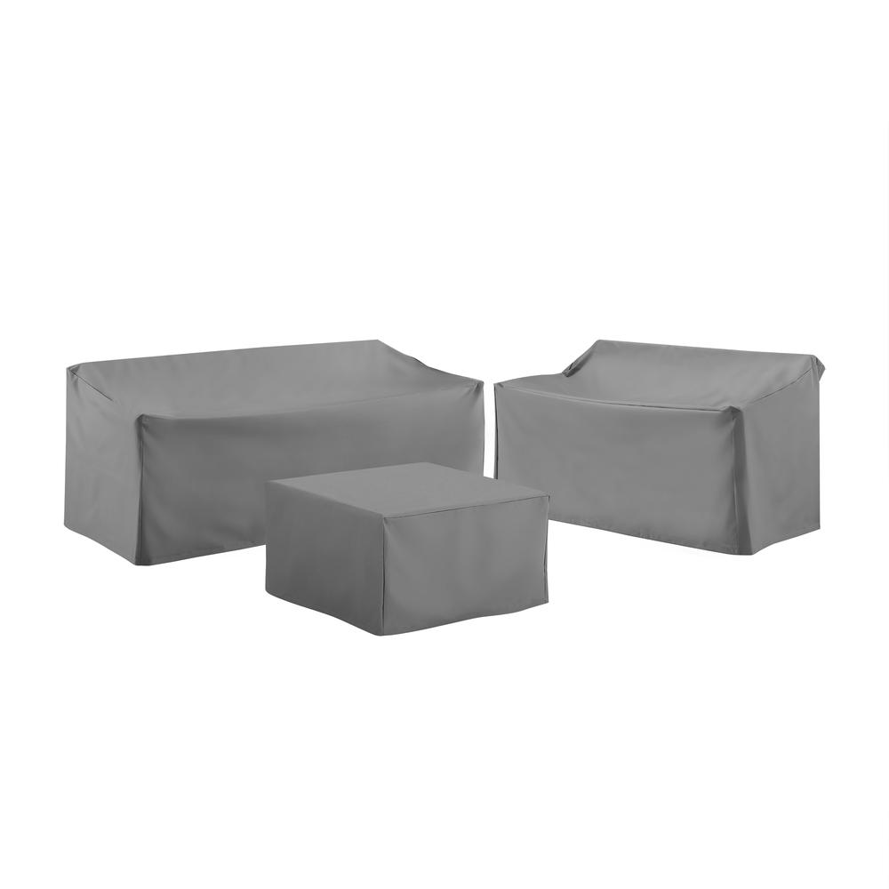 3Pc Sectional Cover Set Gray - Loveseat, Sofa, & Square Table/Ottoman. Picture 1