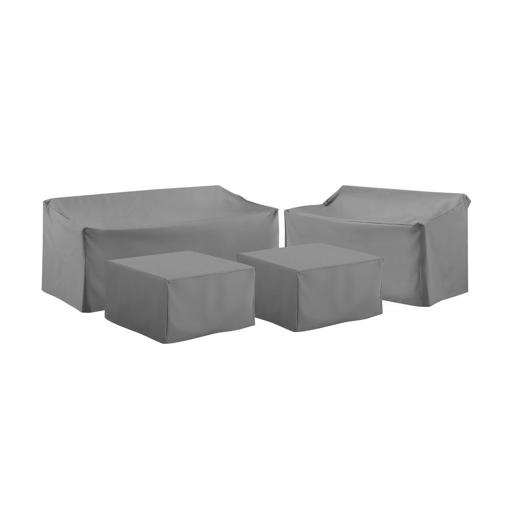 4Pc Sectional Cover Set Gray - Loveseat, Sofa, 2 Square Table/Ottoman. Picture 1
