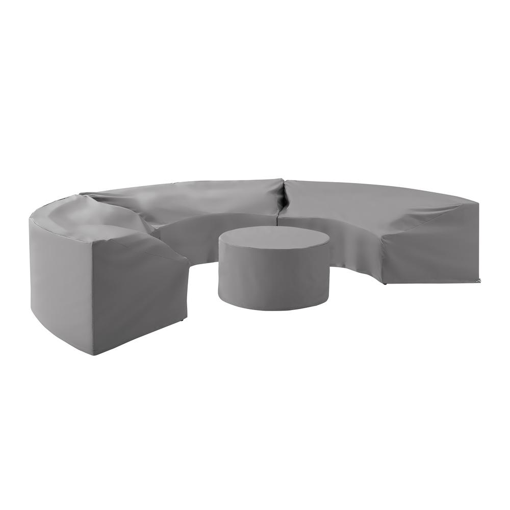 Catalina 6Pc Furniture Cover Set Gray - 3 Round Sectional Sofas And Coffee Table. Picture 1