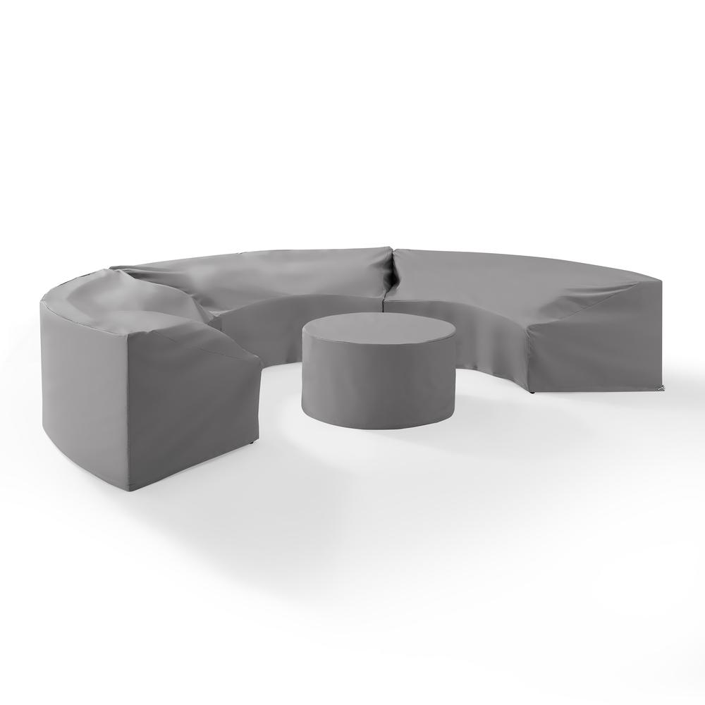 Catalina 6Pc Furniture Cover Set Gray - 3 Round Sectional Sofas And Coffee Table. Picture 5