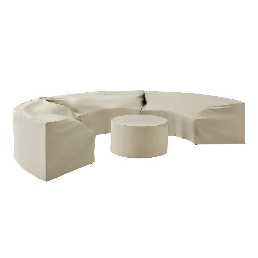 Catalina 6Pc Furniture Cover Set Tan - 3 Round Sectional Sofas And Coffee Table. Picture 3