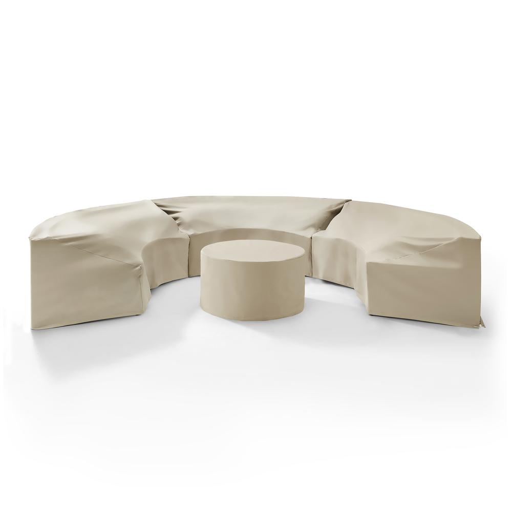 Catalina 6Pc Furniture Cover Set Tan - 3 Round Sectional Sofas And Coffee Table. Picture 1