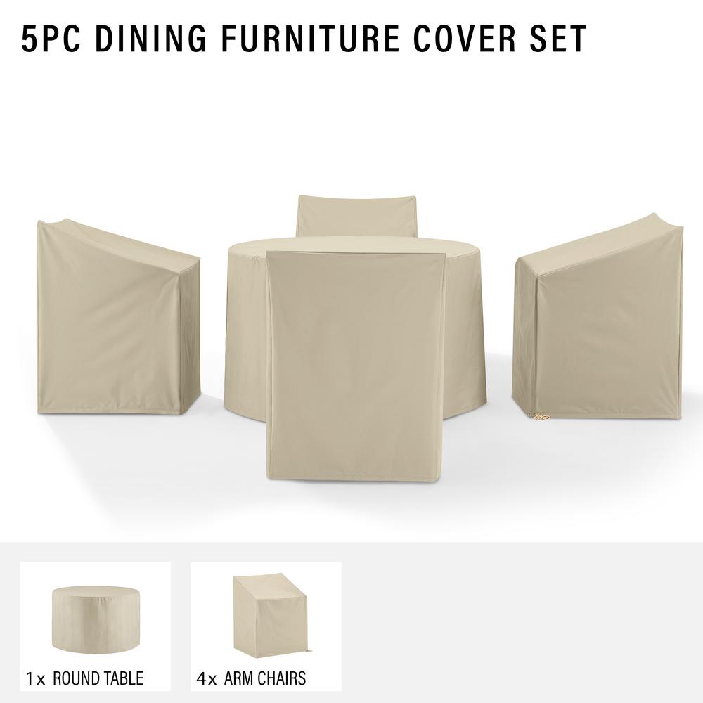 5Pc Round Outdoor Dining Furniture Cover Set. Picture 4