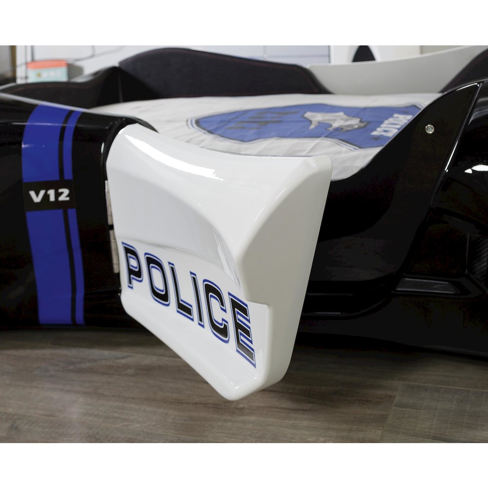 Police Twin Car Bed, Remote Control, LED Lights, Premium Rear Seat. Picture 5