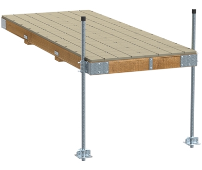 Pre-Built Commercial Grade Stationary Dock with Wood Frame & Resin Top - 4'x10'. Picture 1