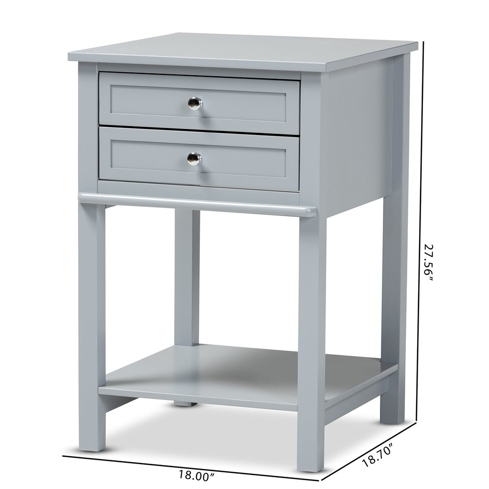 Baxton Studio Willow Modern Transitional Light Grey Finished 2Drawer Wood Nightstand. Picture 2