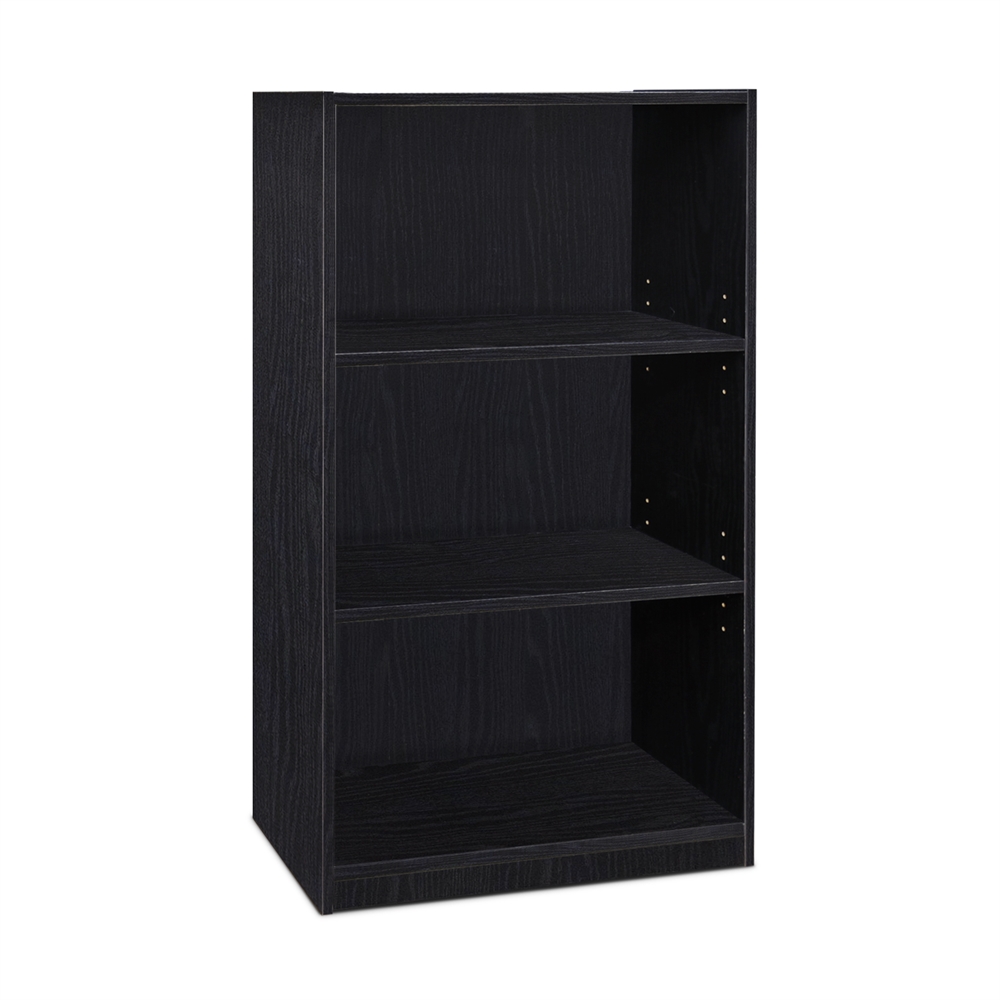 JAYA Simple Home 3-Shelf Bookcase, Black. Picture 1