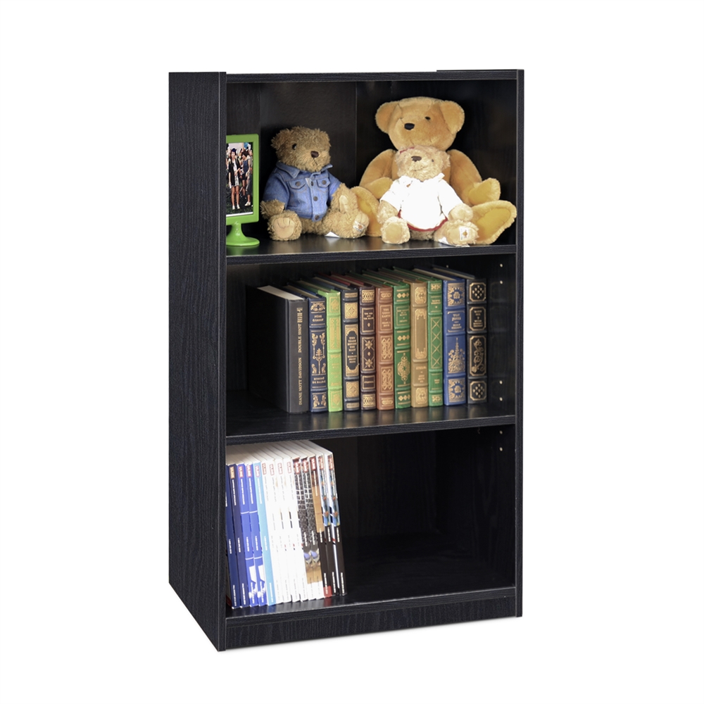 JAYA Simple Home 3-Shelf Bookcase, Black. Picture 3