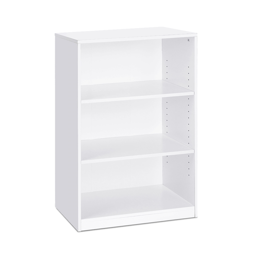 JAYA Simple Home 3-Shelf Bookcase, White. Picture 1