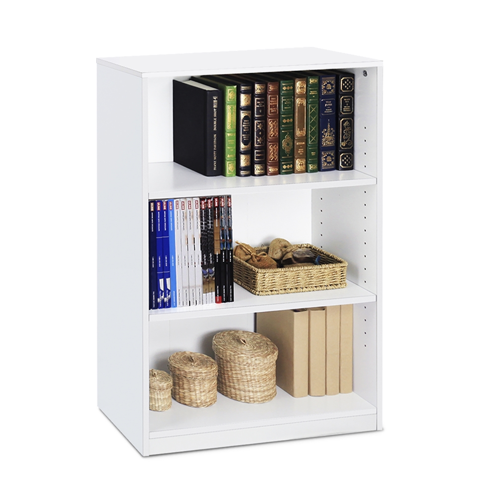 JAYA Simple Home 3-Shelf Bookcase, White. Picture 3