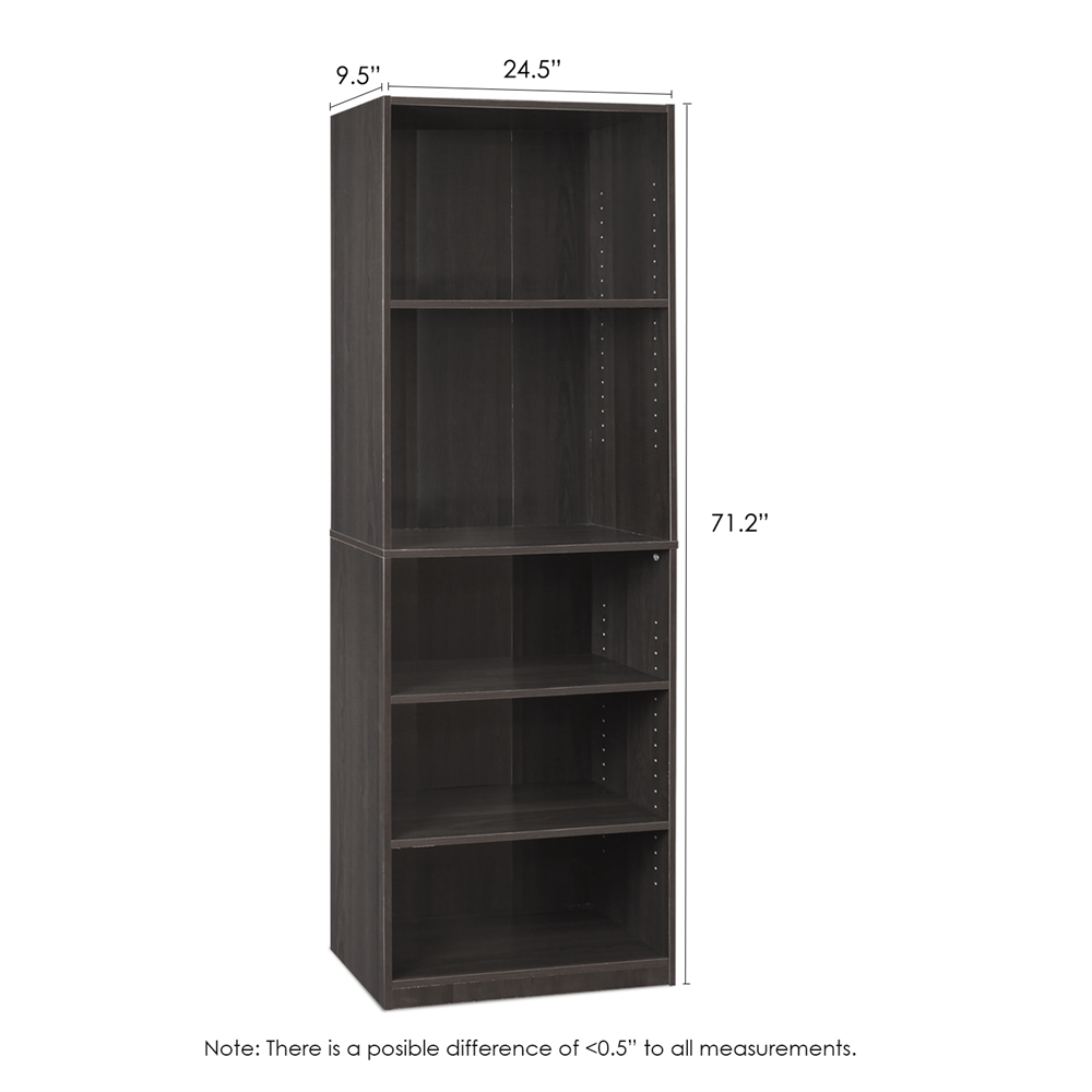 JAYA Simply Home 5-Shelf Bookcase, CC Espresso. Picture 2