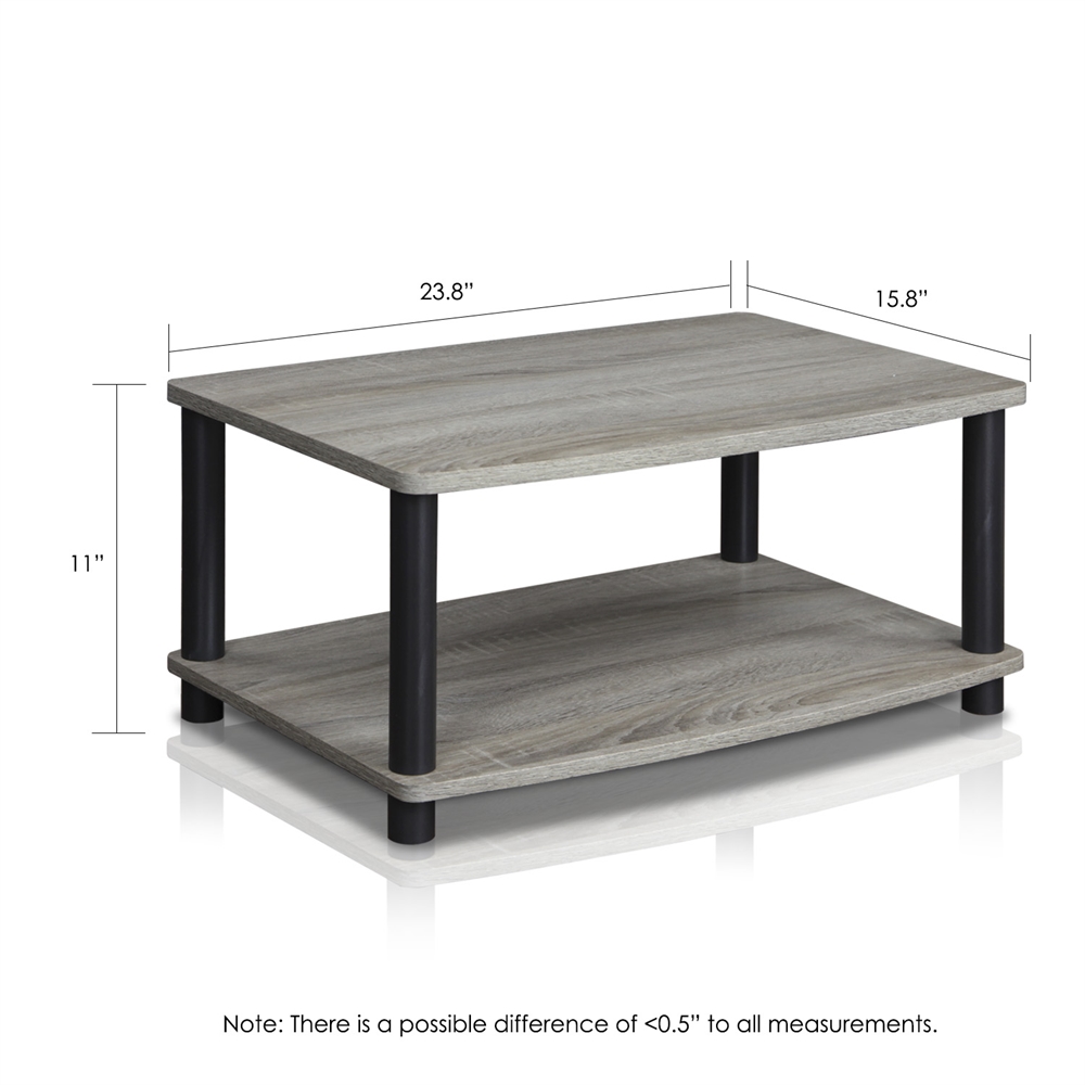 Turn-N-Tube No Tools 2-Tier Elevated TV Stands, Oak Grey/Black. Picture 2