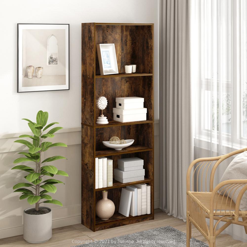 Furinno JAYA Simply Home 5-Shelf Bookcase, Amber Pine. Picture 6