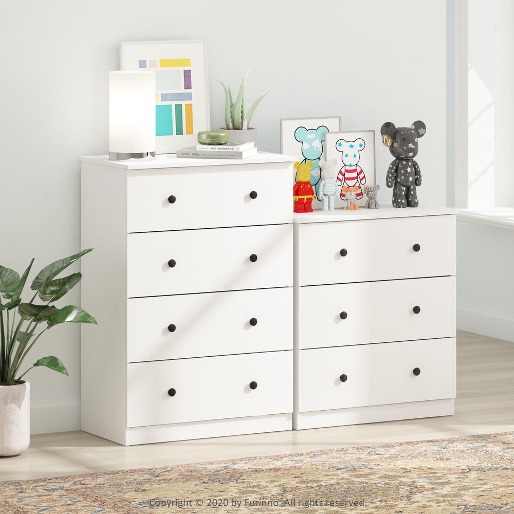 Furinno Tidur Simple Design 4-Drawer Dresser, Solid White. Picture 6