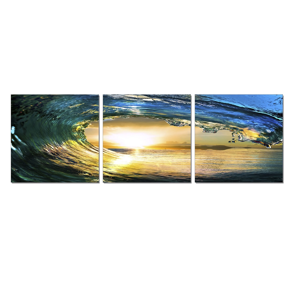 SENIK Wave 3-Panel MDF Framed Photography Triptych Print, 72 x 24-in. Picture 1