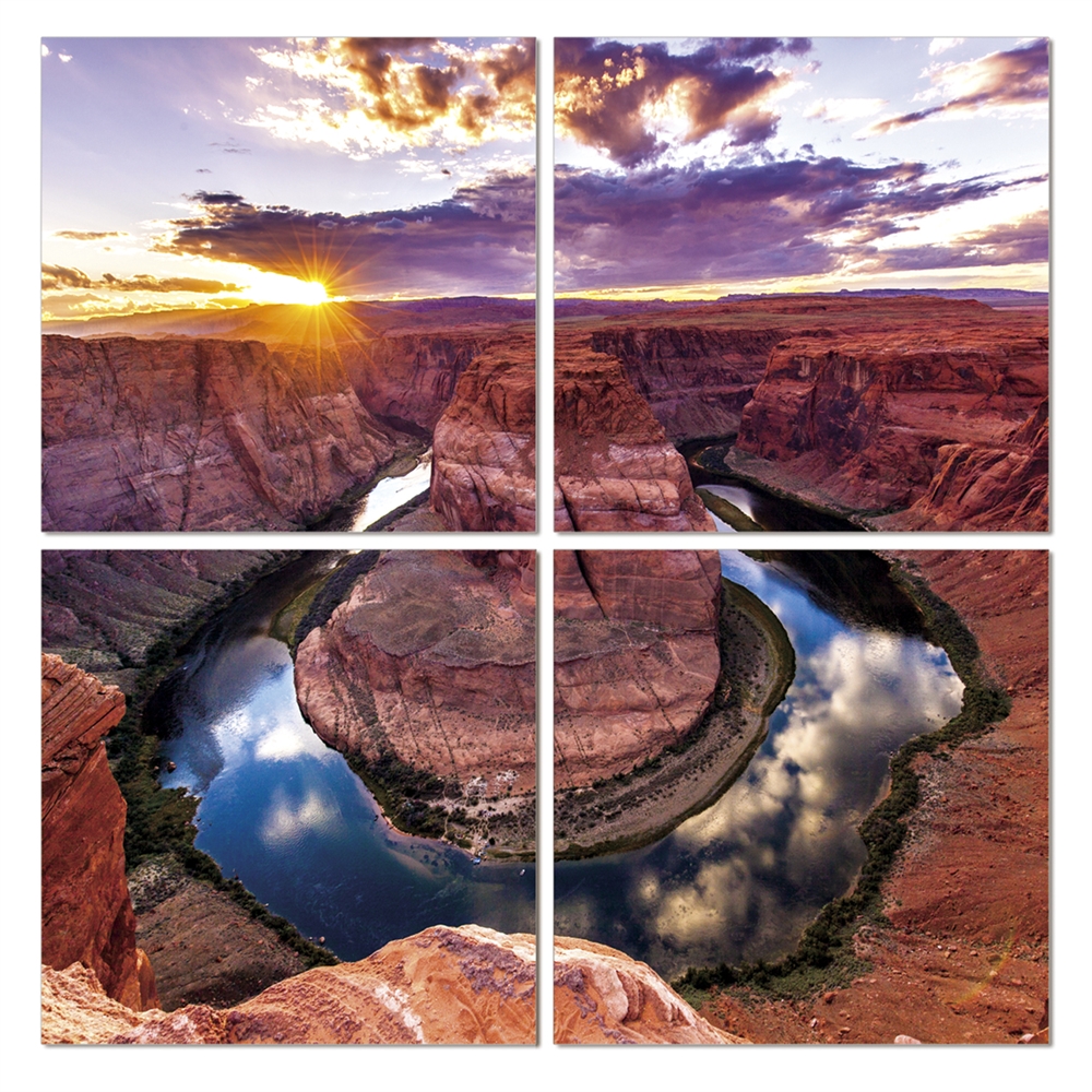 Seni HorseShoe Bend 4-Panel MDF Framed Photography Triptych Print, 48 x 48-in. Picture 1