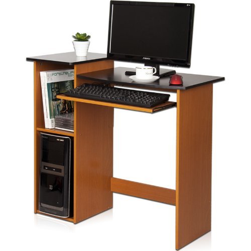 Econ Multipurpose Computer Writing Desk, Light Cherry/Black. Picture 4
