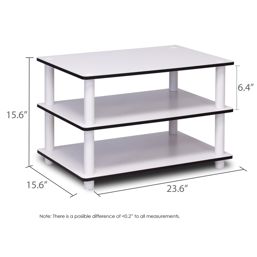 11173 Just 3-Tier No Tools Coffee Table, White w/White Tube. Picture 2
