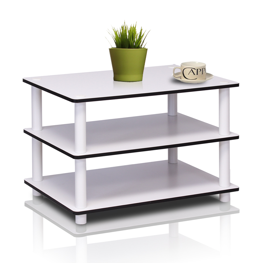 11173 Just 3-Tier No Tools Coffee Table, White w/White Tube. Picture 3