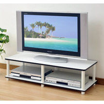 Just No Tools Wide TV Stand, White Finish w/White Tube. Picture 3